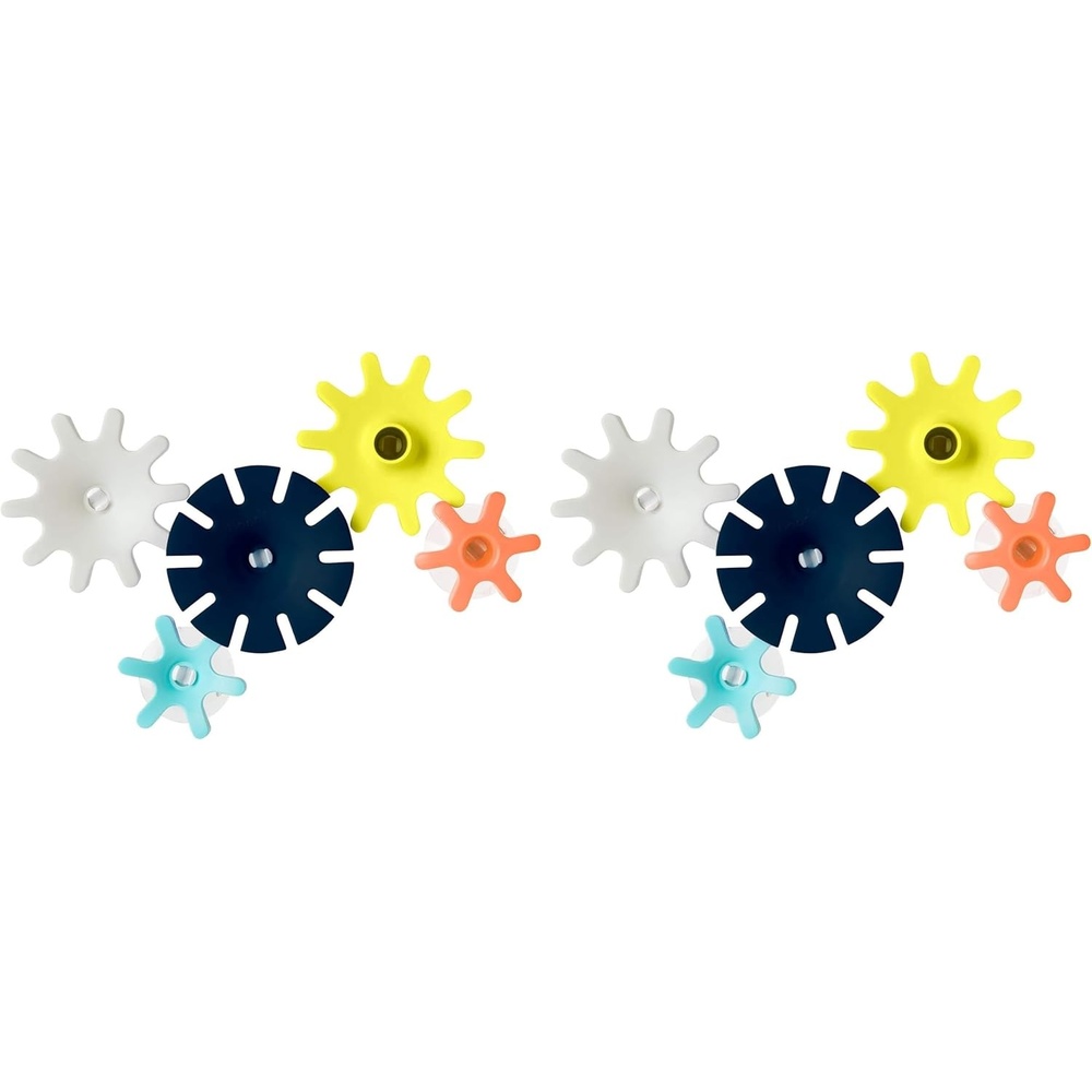 image:imageBoon Cogs Baby Bath Toys  Spinning Gear Themed Sensory Baby Toys for Bathtub  Suction Toys for Bathtub Walls  Navy and Yellow  5 Count  Ages 12 Months and UpPack of 10