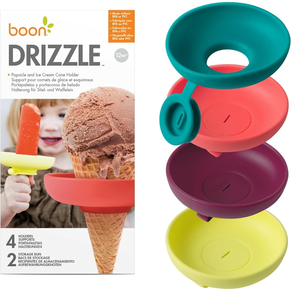 image:imageBoon Drizzle Silicone Ice Pop Holder  Drip Catcher for Frozen Treats  Dishwasher Safe Summer Kids and Toddler Essentials  Includes 2 Travel Cases  4 Count