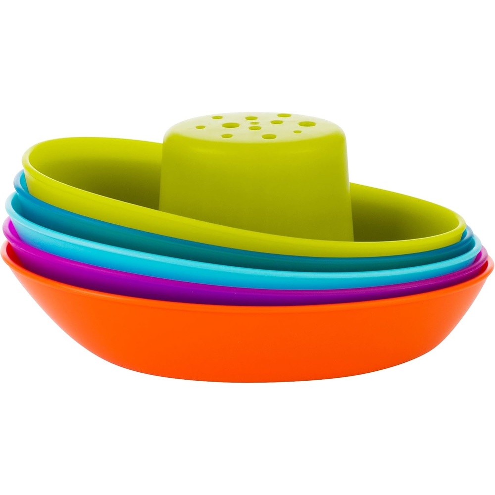 image:imageBoon Fleet Toy Boat Baby Bath Toys Stacking Boat Toy Set for Bath Time Fun Toddler and Baby Stacking Bathtub Toys With Drain Holes 5 Count Ages 10 Months and UpMulticolor