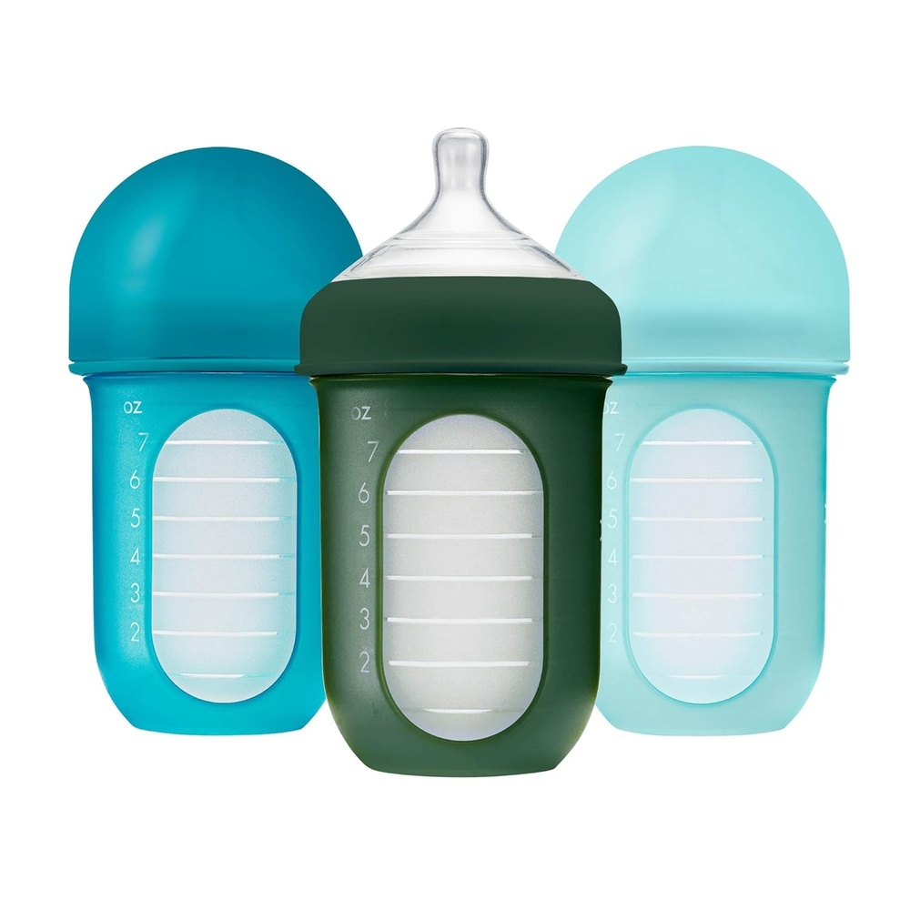 image:imageBoon Nursh Bottles Medium Flow Silicone Baby Bottles Help Ease Colic Symptoms Formula and Breast Milk Only Touch Platinum FoodSafe Silicone Mint 36 Months 3 Count 8 OunceBlue