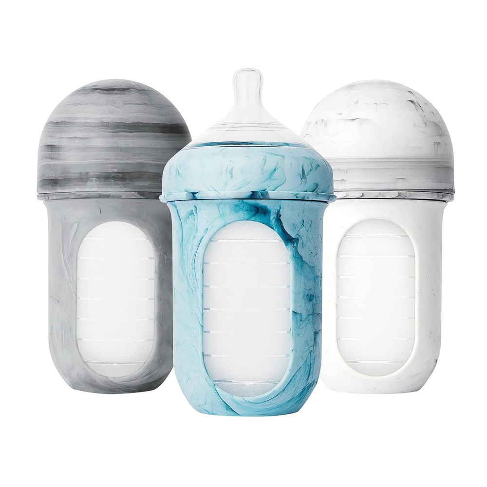 image:imageBoon Nursh Bottles Medium Flow Silicone Baby Bottles Help Ease Colic Symptoms Formula and Breast Milk Only Touch Platinum FoodSafe Silicone Mint 36 Months 3 Count 8 OunceTie Dye
