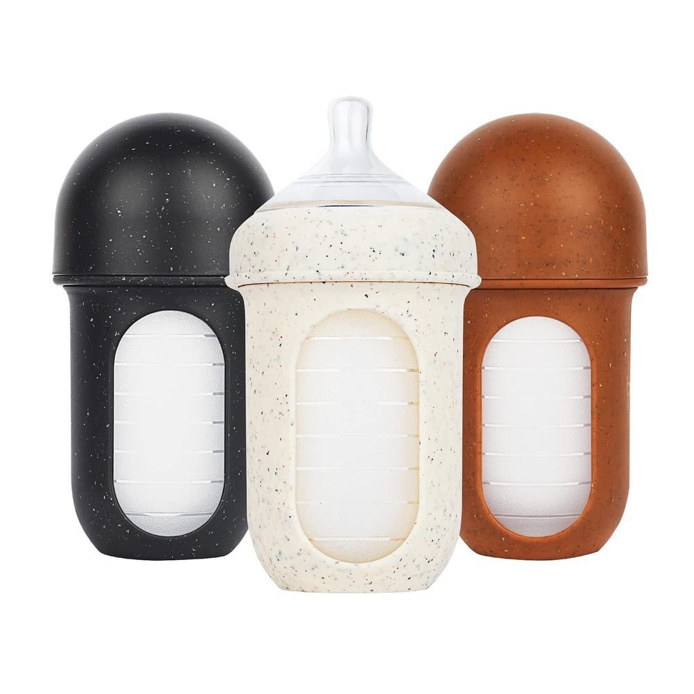 image:imageBoon Nursh Bottles  Medium Flow  Silicone Baby Bottles Help Ease Colic Symptoms  Formula and Breast Milk Only Touch Platinum FoodSafe Silicone  Mint  36 Months  3 Count  8 OunceSpeckle
