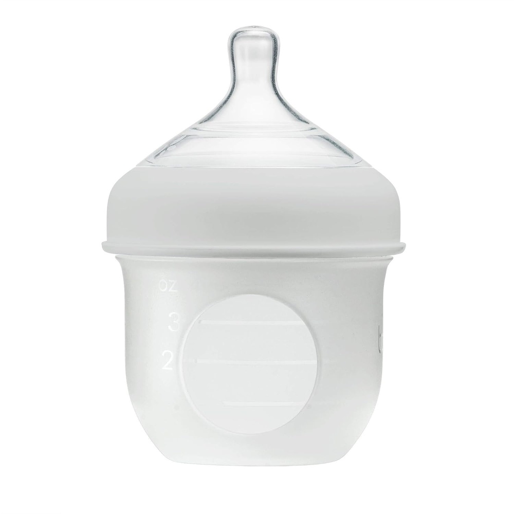 image:imageBoon Nursh Reusable Silicone Baby Bottle with Collapsible Silicone Pouch Design Everyday Baby Essentials Stage 1 Slow Flow Baby Bottles Gray 4 Oz
