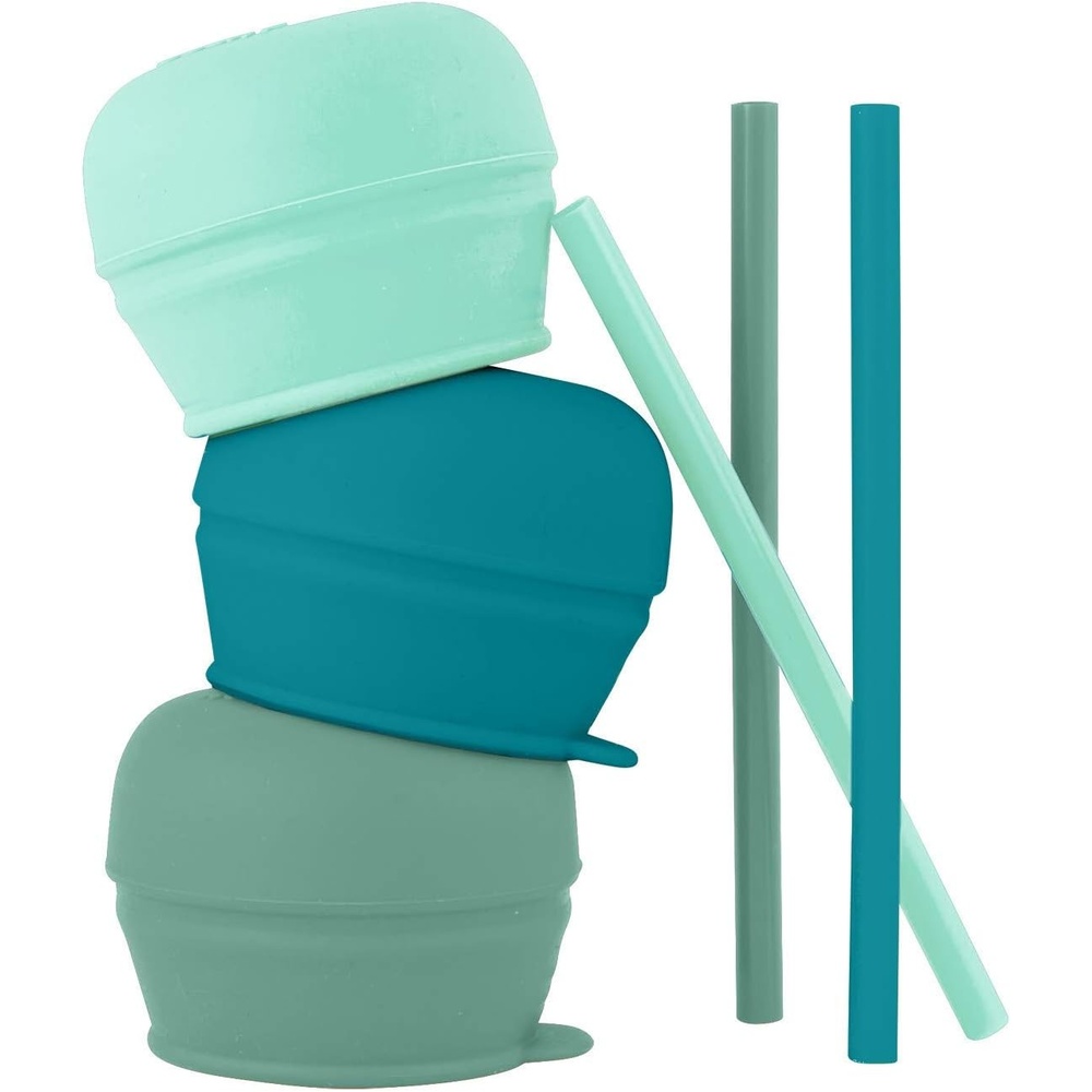image:imageBoon SNUG Silicone Straw Sippy Cup Set of 3 Lids 3 Straws amp Toddler Cup Convert Kids Cups MintGreen