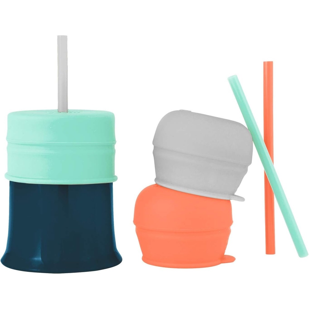 image:imageBoon SNUG Silicone Straw Sippy Cup Set of 3 Lids 3 Straws amp Toddler Cup Convert Kids Cups MintMint