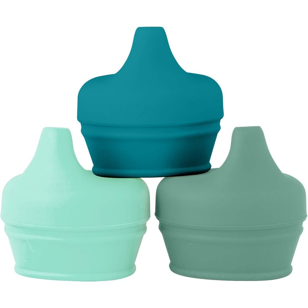 image:imageBoon Snug Silicone Sippy Cup Lids  Convert Any Kids Cups or Toddler Cups into Soft Spout Sippy Cups  Toddler Feeding Supplies and Travel Essentials  Pink  3 CountGreen