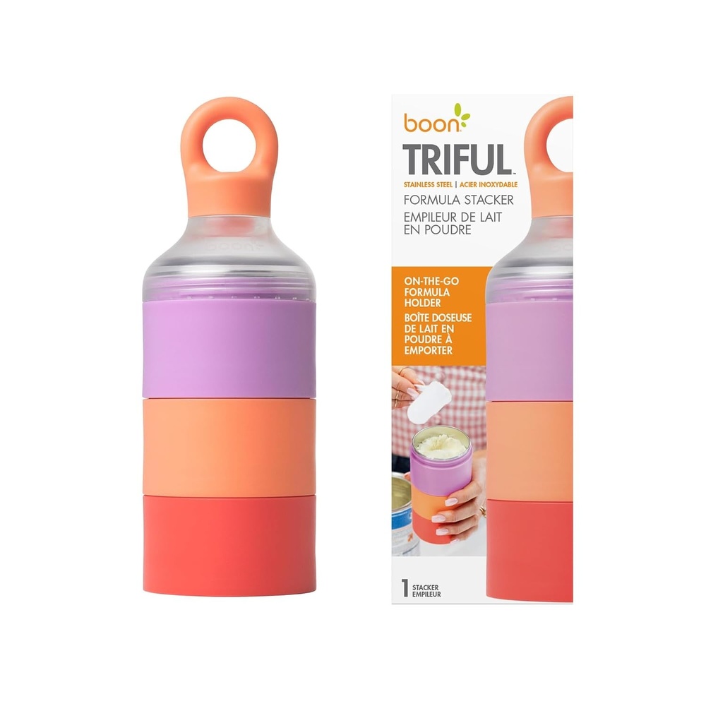 image:imageBoon Triful Baby Formula Dispenser On The Go Insulated Stainless Steel Formula Containers with Stacking Design Baby BottleFeeding Supplies for Travel PinkPink