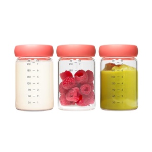 Boon Cache Glass Breastmilk Storage Bottles with Lids – Leakproof Containers for Breastmilk, Baby Food, Formula, and Snacks – Freezer and Dishwasher Safe – 8 Oz – 3 Count
