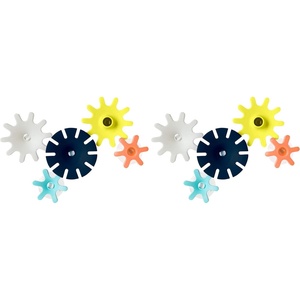Boon Cogs Baby Bath Toys – Spinning Gear Themed Sensory Baby Toys for Bathtub – Suction Toys for Bathtub Walls – Navy and Yellow – 5 Count – Ages 12 Months and Up((Pack of 10))