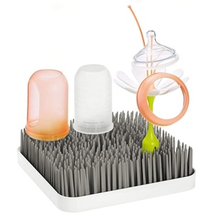 Boon Grass Plastic Drying Rack – Modern Countertop Baby Bottle Organizer – 9.75 x 9.88 x 3.0 inches – Gray