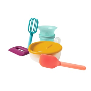 Boon Intro Toddler Food Prep Set – Kids’ Kitchen Tools – 5 Unique Toddler Kitchen Accessories Includes Spatula, Egg Cracker, Chopper, Measuring Cup, Bowl – Ages 3+ Years