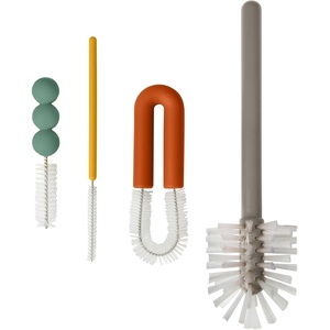 Boon Mod Replacement Baby Bottle Brushes – Includes Bottle Cleaner Brush, Straw Cleaner Brush, Nipple Brush and Detail Brush for Baby Bottles – Newborn Essentials – Deco – 4 Count