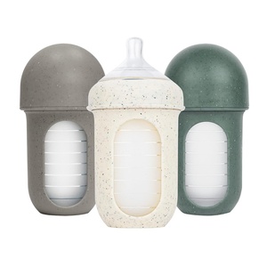 Boon Nursh Bottles – Silicone Baby Bottles Help Ease Colic Symptoms – Reusable Food-Grade Silicone Pouches with Polypropylene Shell – Medium Flow – 8 Oz – Speckle Green