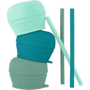 Boon SNUG Silicone Straw Sippy Cup – Set of 3 Lids, 3 Straws & Toddler Cup – Convert Kids Cups – Mint(Green)