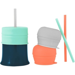 Boon SNUG Silicone Straw Sippy Cup – Set of 3 Lids, 3 Straws & Toddler Cup – Convert Kids Cups – Mint(Mint)