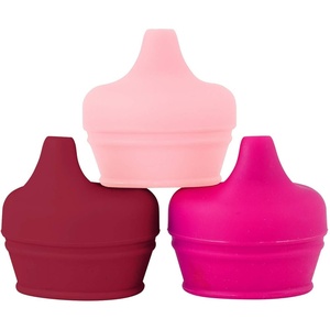 Boon Snug Silicone Sippy Cup Lids – Convert Any Kids Cups or Toddler Cups into Soft Spout Sippy Cups – Toddler Feeding Supplies and Travel Essentials – Pink – 3 Count(Pink)