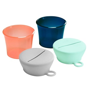 Boon Snug Toddler Snack Containers with Lids – Includes 2 Lids and 2 Baby and Toddler Spill Proof Cups for Snacks – Toddler Snack Cups for Home and Travel Essentials – Pink and Blue(Mint)