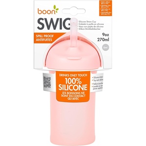 Boon Swig Insulated Silicone Straw Sippy Cup – Flip Top Spill Proof Toddler Straw Cups – Baby and Toddler Feeding Supplies – Baby Travel Essentials – 9 Oz – Mint(Pink)
