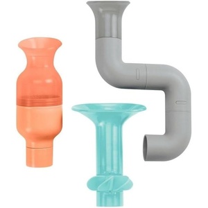 Boon Tubes Toddler Bath Toys – Bathtub Building Toys with Suction Cups – Toddler Sensory Toys and Bathtub Essentials – Blue – 3 Count – Kids Ages 12 Months and Up(Gray)