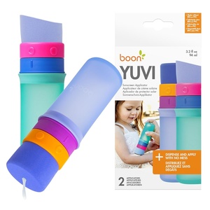 Boon Yuvi Sunscreen Applicator for Kids – Refillable and Spill Proof Kids Sunscreen Brush with Soft Foam Sponge – Summer Beach Essentials for Vacation – 3 Oz Travel Size – 1 Count(2 Count)