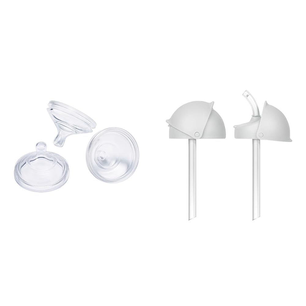 image:imageBoon Nursh Silicone Baby Bottle Nipples and Straw Sippy Cup Lids for Boon Nursh Bottles  3 Count Extra Slow Flow Nipples and 2 Count Conversion Straw Tops