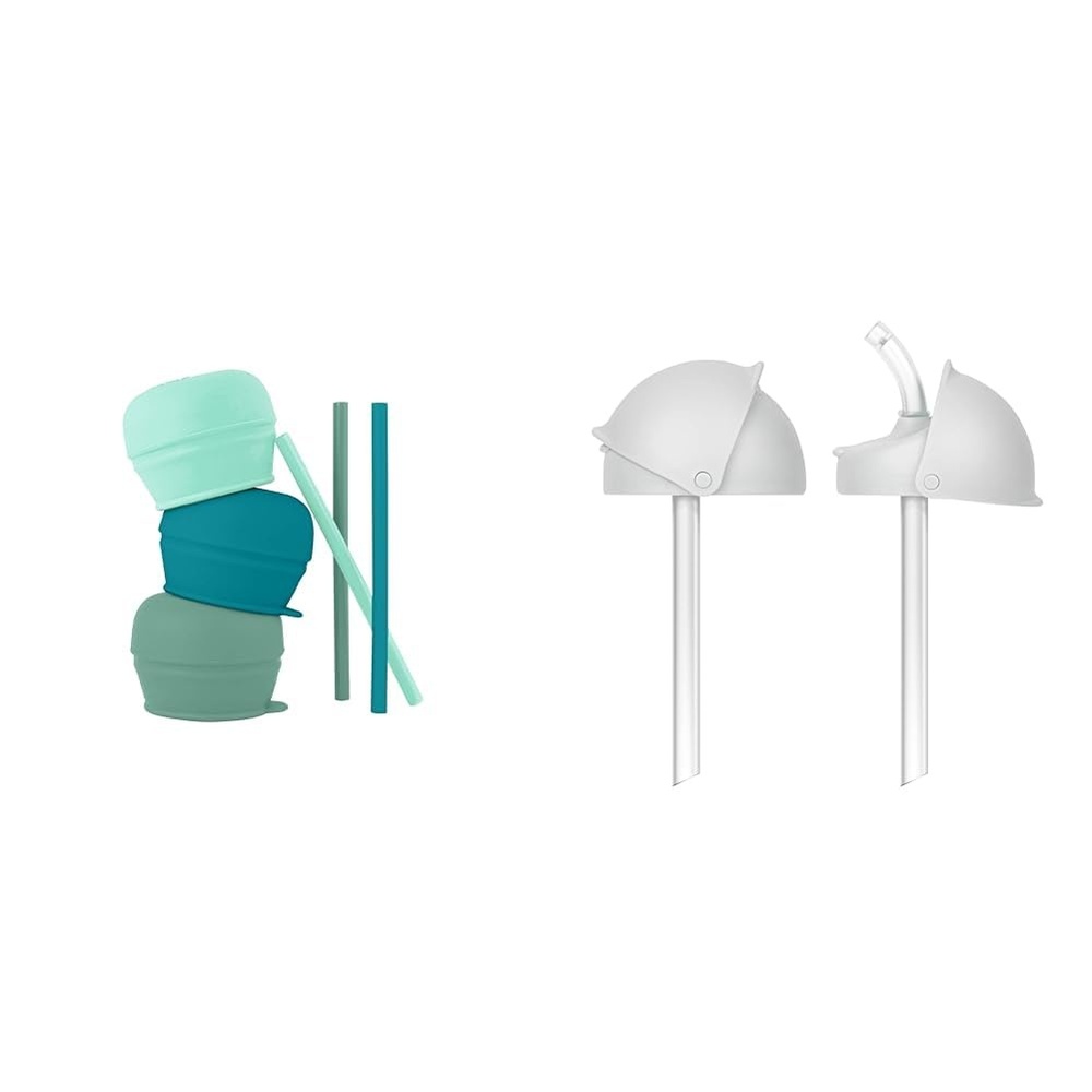 image:imageBoon Snug Silicone Sippy Cup Lids and Straws  Includes 3 Lids and 3 Straws amp Nursh Silicone Straw Sippy Cup Lid  Conversion Straw Top Nursh Bottles