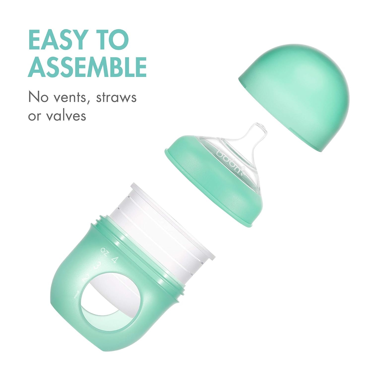 image:imageBoon Nursh Reusable Silicone Pouch Baby Bottles Slow Flow Nipple Silicone Baby Bottle Pouch and Nipple Baby Feeding Essentials Mint 03 Months 3 Count 4 OunceMint
