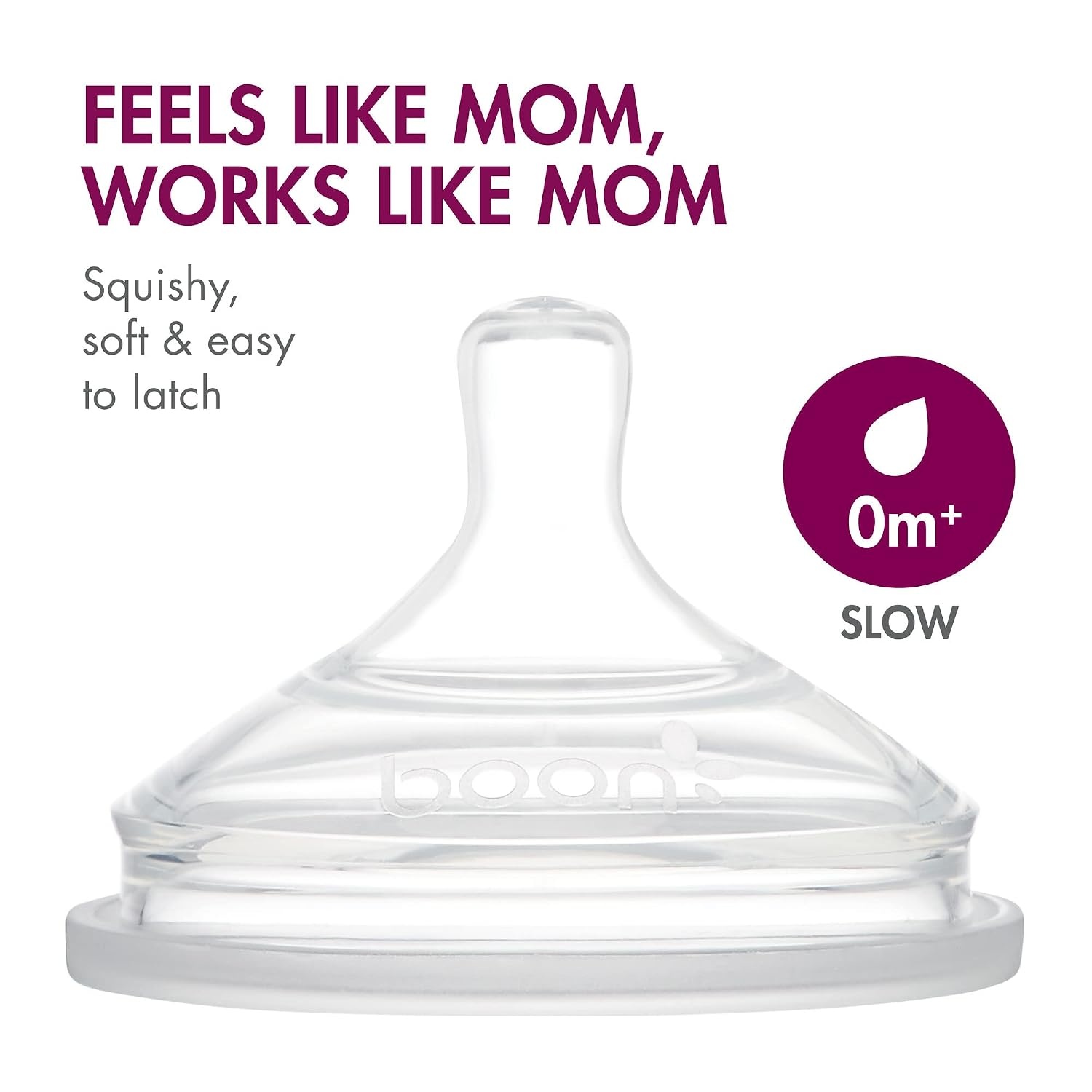 image:imageBoon Nursh Reusable Silicone Pouch Baby Bottles Slow Flow Nipple Silicone Baby Bottle Pouch and Nipple Baby Feeding Essentials Mint 03 Months 3 Count 4 OuncePink
