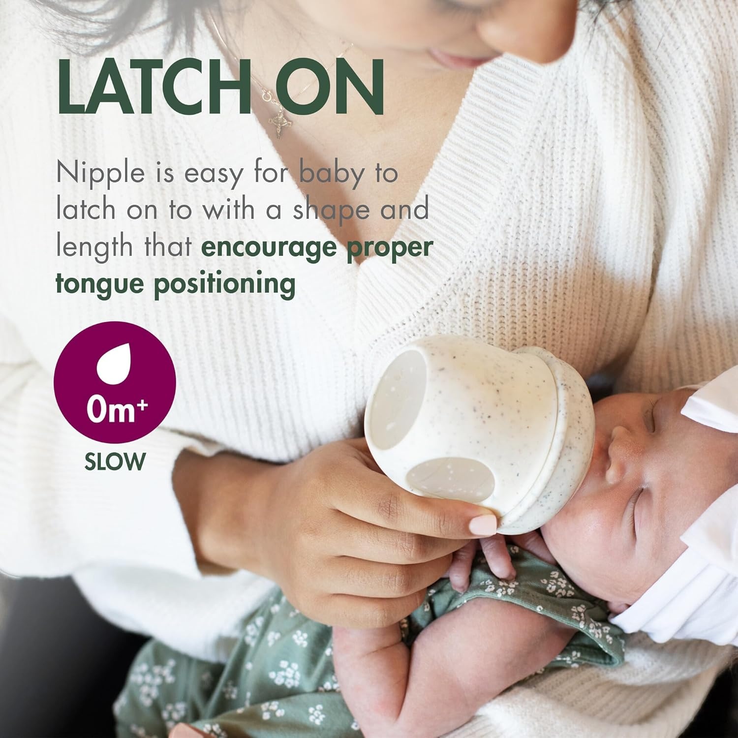 image:imageBoon Nursh Reusable Silicone Pouch Baby Bottles Slow Flow Nipple Silicone Baby Bottle Pouch and Nipple Baby Feeding Essentials Mint 03 Months 3 Count 4 OunceSpeckle Green